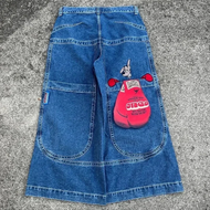 ✲ALSEEP✲ Y2K clothing cargo pants men JNCO Embroidered high quality jeans Hip Hop streetwear baggy j