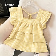 (Casual) Lovito Blouse Tiered Layer Tie Back Spring/summer Rose Red Blouse for Women L137ED818 Lovit