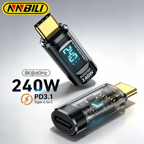 NNBILI 240W Adapter 5A USB4 80Gbps Digital Display Type C to Type C OTG 8K@60Hz Transfer Video for i