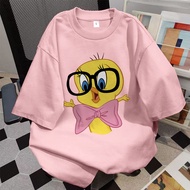Duken Women's Oversized Round Neck Cute T-Shirt | Tweety Bird Print | Latest Women's Tops | Combed C
