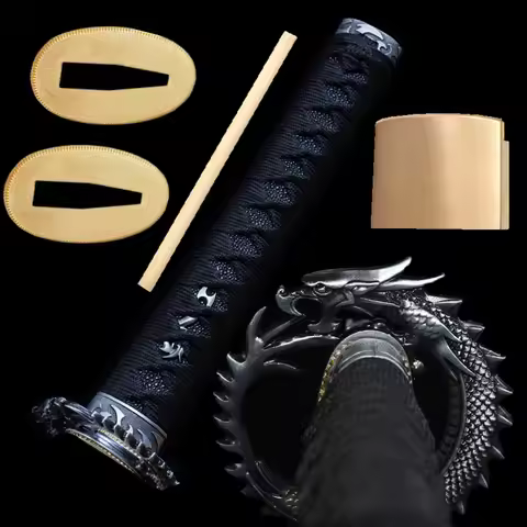 A Set Dragon Tsuba +Menuki+Fuchi+Kashira+Habaki+Seppa Fittings For Japanese Samurai Katana/Wakizashi