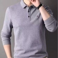 Áo Polo Dài Tay Ve áo cho nam áo đơn giản công sở màu trơn co giãn thời trang mới