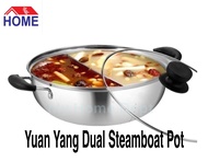 Single Stainless Steel Steamboat Pot / Ying Yang 2 in 1 Steamboat pot Yuan Yang double pot 28cm/ 30cm /32cm with lid