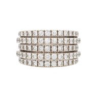 De Beers White Gold and 1.90ctw Round Brilliant Cut Diamond Five Row Ring