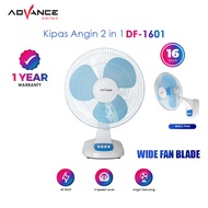 Kipas Angin Advance DF-1601 2in1 Kipas Dinding / Meja Kipas Angin 16 inch low watt