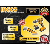 INGCO Cordless Hammer Drill Multi Tool Combo ( Impact Drill CIDLI 200215 + Multi-tool CMLI 2001 )