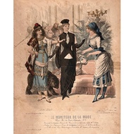 19th Century French Antique Ladies Print 123108