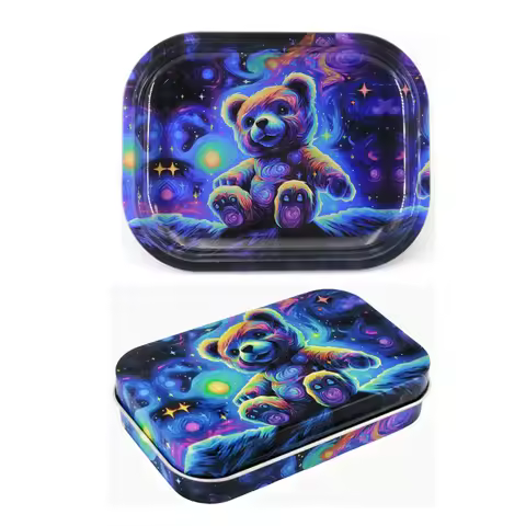 2PCS/Set Rolling Tray Tinplate Box Cigar Case with Metal Tobacco Rolling Tray 18x14cm Many Patterns 