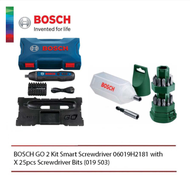 BOSCH GO 2 Kit Smart Screwdriver + BOSCH X 25 PCS Screwdriver Bits [Bundle Deal]