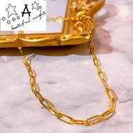 Original 18K Saudi Gold Pawnable Paperclip Chain Clavicle Necklace