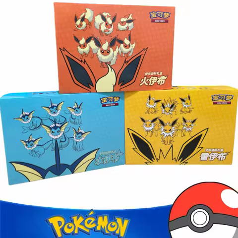 Pokemon Card Original PTCG Cartoon Chinese Ibrahimovic Advanced Gift Box Reib Fire Eevee Water Eevee