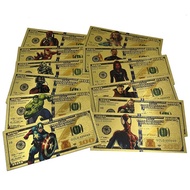 Marvel Series Gold Notes   Full set of movie themes Spider-Man Captain America commemorative banknotes collection gifts gold foil banknotes