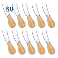 10Pcs Cheese Spreader Knives, Mini Butter Knife Spreader with Wooden Handle, Stainless Steel Cheese 