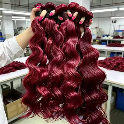 #99j Color Human Hair Bundles Body Wave Bundles Human Hair 1/3/4PCS Virgin Raw Hair Bundles 99J Red 