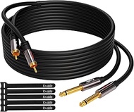 RCA to 1/4 Cable 25 Feet, Dual 1/4 inch TS to Double RCA Stereo Audio Interconnect Cord, Oxygen-Free