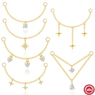 S925 Sterling Silver Fashionable Unique Single Diamond Pendant Earrings Long Chain Cartilage Chain P