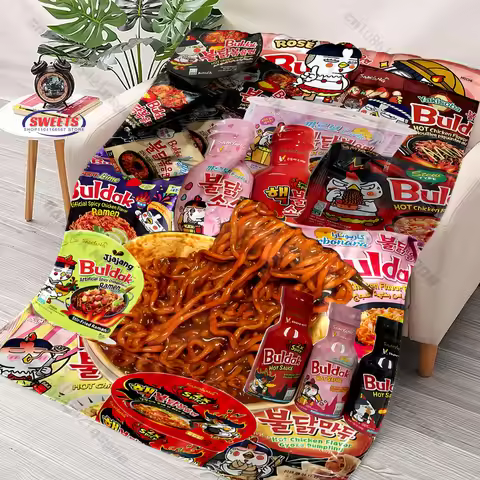 Funny Instant Noodles Turkey Noodles Ramen Theme Fluffy Home Camping Blanket for Friends Sofa Throw 