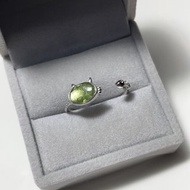 【歪歪西水晶】貓咪碧璽戒指(戒圍可調整)