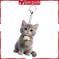 WIN Cute Cartoon Judo Kittens Pendant Keychain Unique Dressed Cats 2D Flat Acrylic Hanging Charm Bag