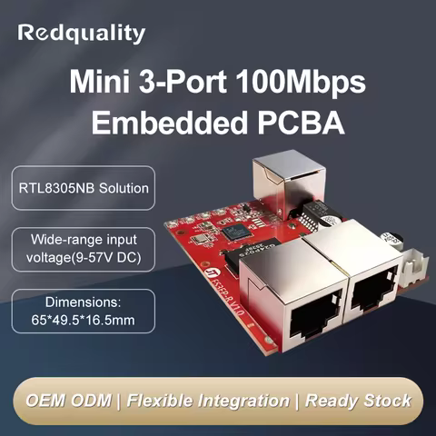 Mini 100Mbps 3/5-Ports Embedded PCBA Switch with DC 9-57V Wide Input Voltage for Industrial Automati
