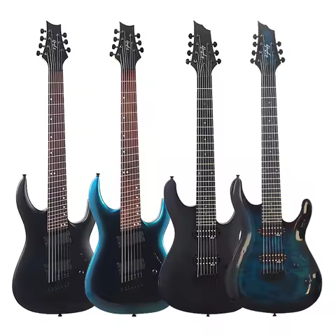 Black Color 39 Inch 7&8 String Electric Guitar 648 Scale Multi-scale Length Fan Fret Round Fret Matt