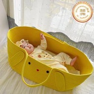 新生新兒外出提籃棉繩編織嬰兒手提籃摺疊可攜式睡床外出睡籃車載