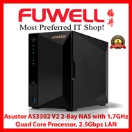 Asustor DRIVESTOR 2 Pro Gen 2 AS3302T V2 with 1.7GHz Quad Core Processor, 2.5Gbps LAN [3 Year Warran
