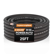 TOPSTRONGGEAR 4 Gauge Black 25ft Power/Ground Wire-Copper Clad Aluminum CCA-True 4 AWG Power Wire-Tr