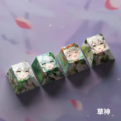 R4 Genshin Impact Keycaps Nahida Klee Xiao Venti Keyboard Accessories Five Sides Cherry Height Anime