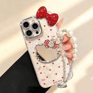 1 ชิ้น เคสโทรศัพท์กระจก 3D ประดับเพชรโบว์หัวใจ KT Cat - ลายเปลือกหัวใจ KT Cat, เคสโทรศัพท์ Hello Kit