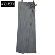 Pleats Please 26SS PP61JF474 FACADE Light Gray Polyester Asymmetrical Design Pleated Wide Pants Size