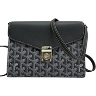 灰色 Goyardine帆布 牛皮 Chypre Wallet Pouch 信封包 肩背包【GOYARD 高雅德】 CHYPRPPMLTY51CL51P