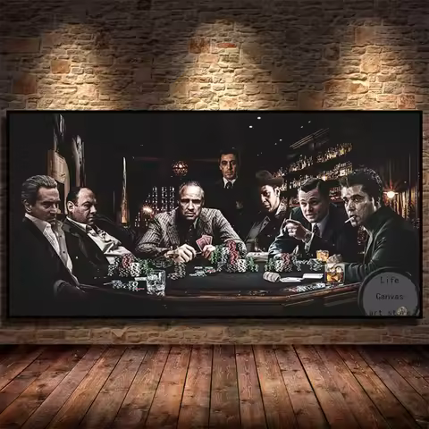 Movie The Wolf of Wall Street Godfather Ganster Poker Party Art Smoking Poster Canvas Painting Wall