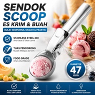 430 47mm Stainless Steel Fruit Ice Cream Scoop with Lever Pusher Ice Cream Scoop Anti-Rust Food Grad