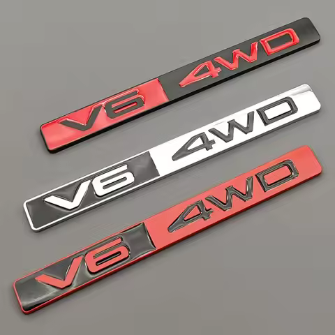 1PC 3D Metal Car Sticker Logo V6 4WD Fender Side Rear Trunk Badge Emblem Decals For Toyota Land Crui