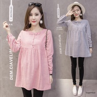 Maternity Dress Long Sleeves Loose Plus Size Pregnant Blouse Tops   / Kain Mengandung Muslimah Panja