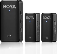 BOYA Wireless Lavalier Microphone for Camera, 20-Hours Battery, Noise Cancellation, Dual-Channel, Mini Lapel Clip On Mic for DSLR, Record, Vlog, Live Streaming, 2 Transmitters 1 Receiver WMic5-M2