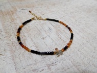 包14k金mini淡色水滴藍寶石黑碧璽貓眼石手鍊