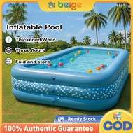 Beige Kolam mandi budak Passion Inflatable Swimming pool Kids 3 Rings Big Size Kolam泳池