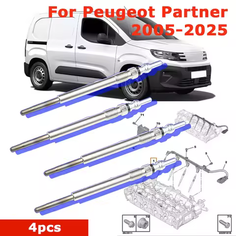 4PCS Diesel Heater Nickel Plating Glow Plugs 5V For 1682276 1703269 1824690 9683195280 For Peugeot P