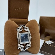 Gucci 馬銜扣鏈條貝母方盤手錶 vintage 中古