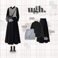 KEMEJA Kuki Outfit - Black One Set Outfit for Women (Vest, Shirt, Skirt) Streetwear Women KK234 Outf