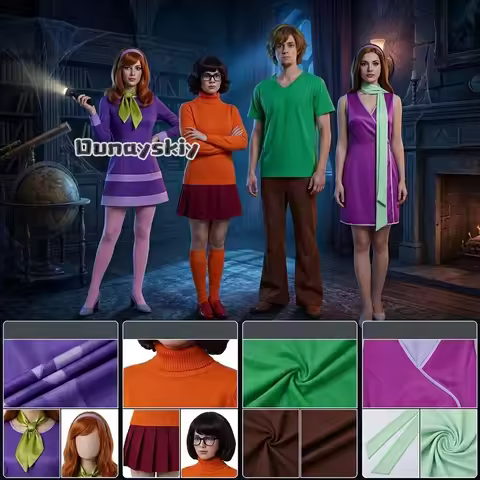 Daphne Velma Cosplay Costume for Adult Women Halloween Classic Movie Characters Costume Adult Women 