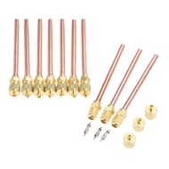 10Pcs AC Air Conditioning Refrigeration Service Access Valve+ Core Set 1/4In SAE X 1/4In OD X 4In Stem Tool Accessories