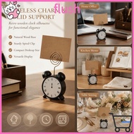 FLUSH Table Picture Holder, Desktop Mount 1.97x3.54in Place Card Holder, Vintage Balck Wood Clip Sty