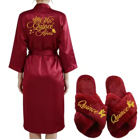 Mis XV Mis Años Long Sleeve Bathrobes Quince Shoes Bathrobe Mama de la Quinceañera Robe Mis 15 Birth