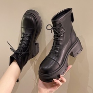 KY/16 Dr. Martens Boots Short Boots Women's Thick Bottom High-Heeled Skinny Boots Autumn and Winter New plus Velvet Lace