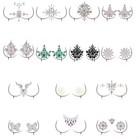 Acrylic Rhinestones Body Stickers Breast Cover Nipple Pasties for Music Festival H7EF