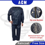ACM 1 Layer Raincoat Single Baju Hujan Topi Hoodie Rain Coat Rainsuit Free Size Dark Blue 成人摩托雨衣 ARA