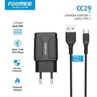 FOOMEE CC29 charger 2 USB 5V2.4A-TYPE-C - FOOME ADAPTER + USB TYPE C CHARGER FOOME
